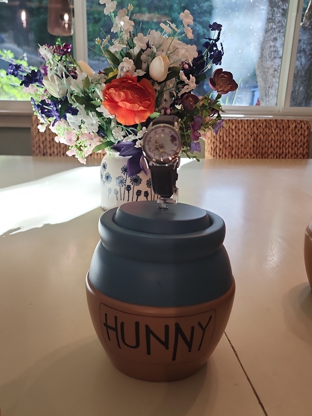 Disney HUNNY Jar Watch Stand With Watch. Tigger, Rabbit & Roo - Blue and Brown
